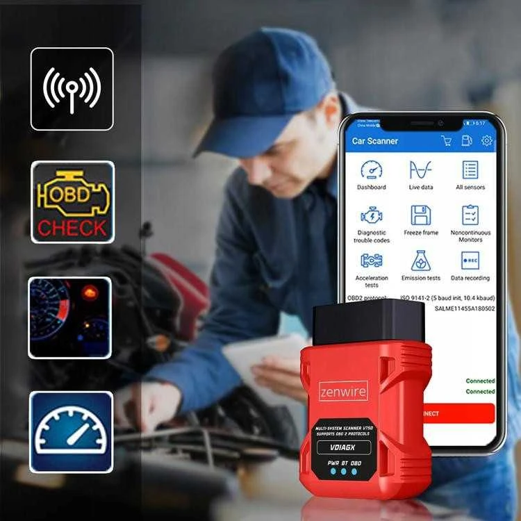 Sąsajos testeris Diagnostinis skaitytuvas OBD2 ELM327 VDiagX V016 Zenwire