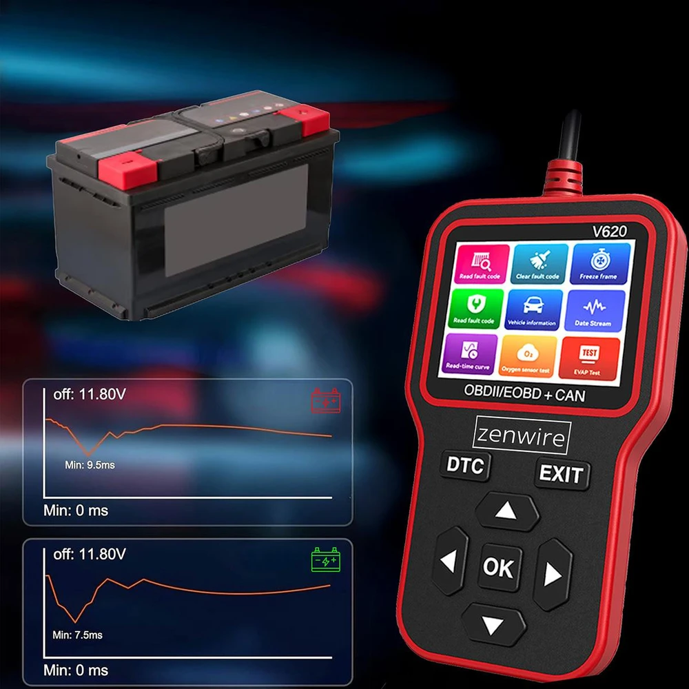 Sąsajos testeris Diagnostinis skaitytuvas OBD2 ELM327 CAN Zenwire V620