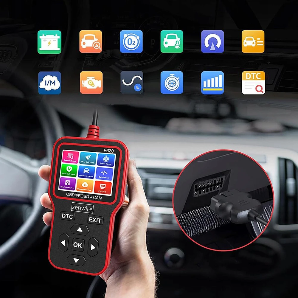 Sąsajos testeris Diagnostinis skaitytuvas OBD2 ELM327 CAN Zenwire V620
