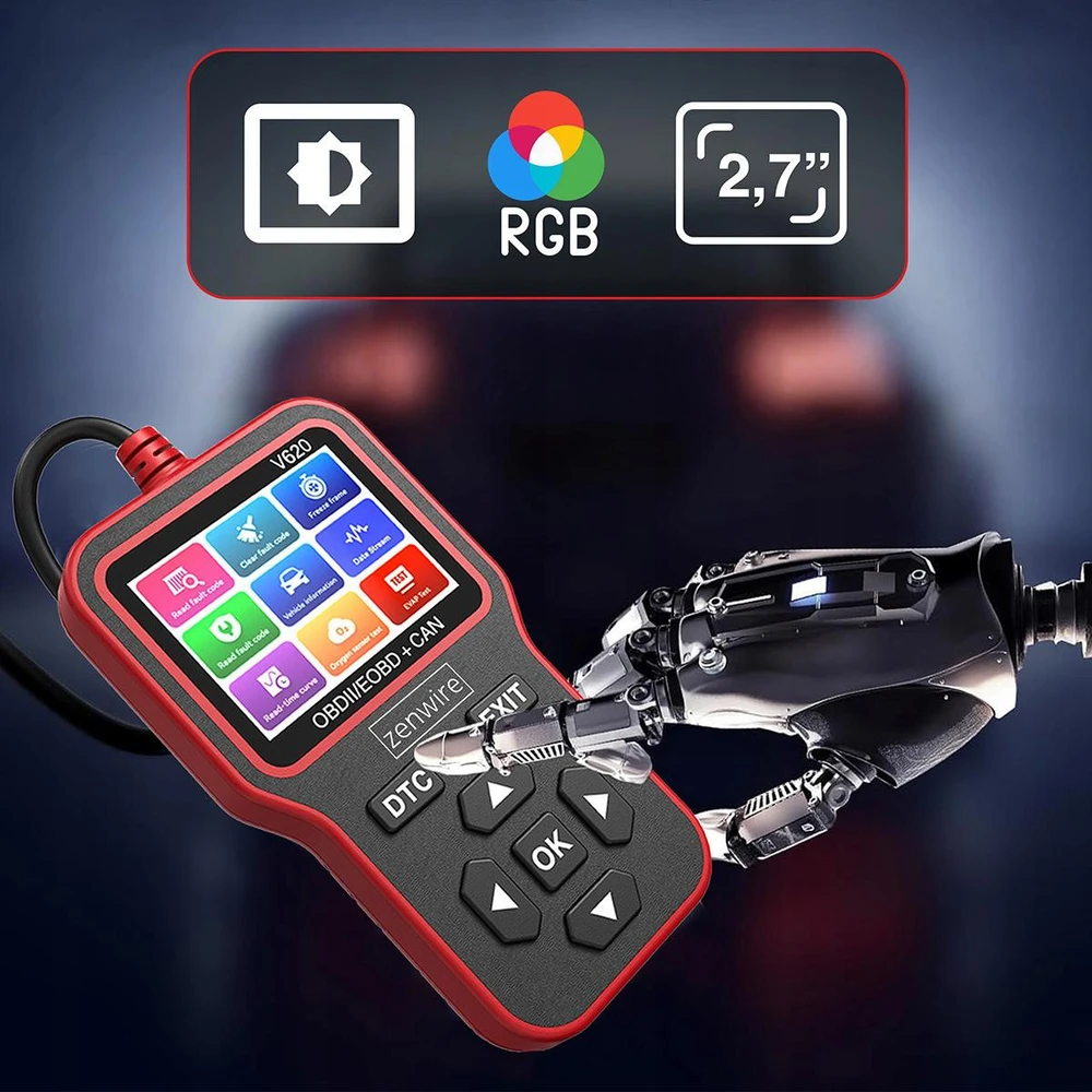 Sąsajos testeris Diagnostinis skaitytuvas OBD2 ELM327 CAN Zenwire V620