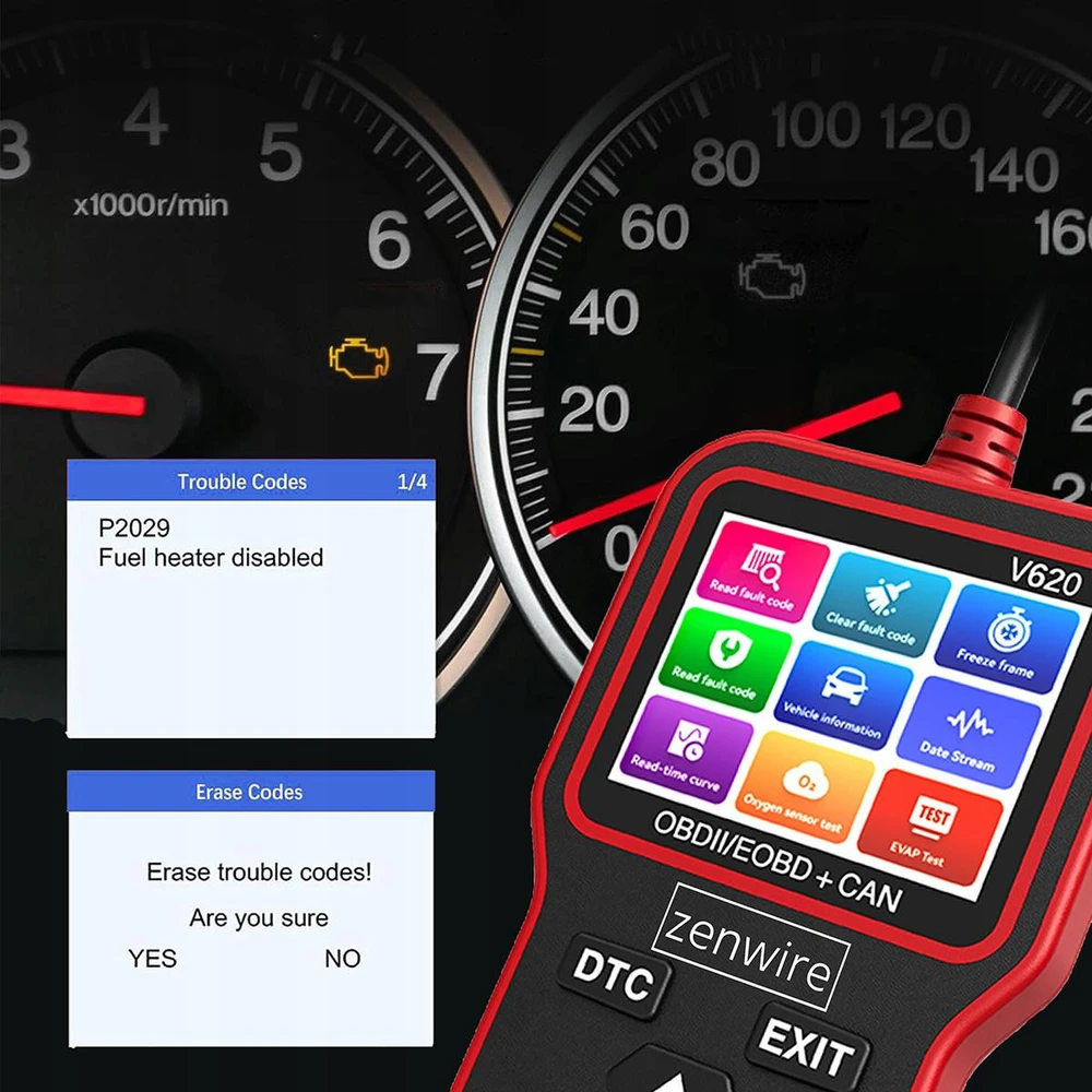 Sąsajos testeris Diagnostinis skaitytuvas OBD2 ELM327 CAN Zenwire V620