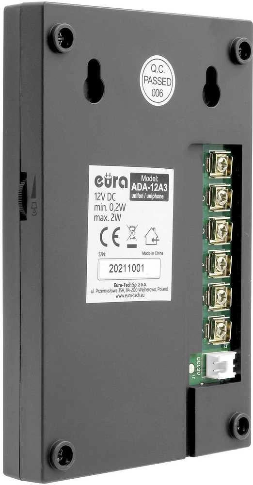 DOMOFONAS „EURA“ ADP-51A3 „DIFESA“ – vienos šeimos, 2 telefoneliai, domofonas, grafito spalvos