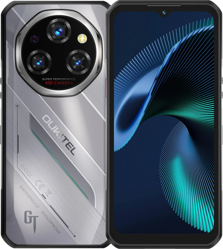 Oukitel WP62 6,58″ Išmanusis telefonas Dual SIM Android 15 5G USB Type-C 8 GB 256 GB 11000 mAh Sidabrinis