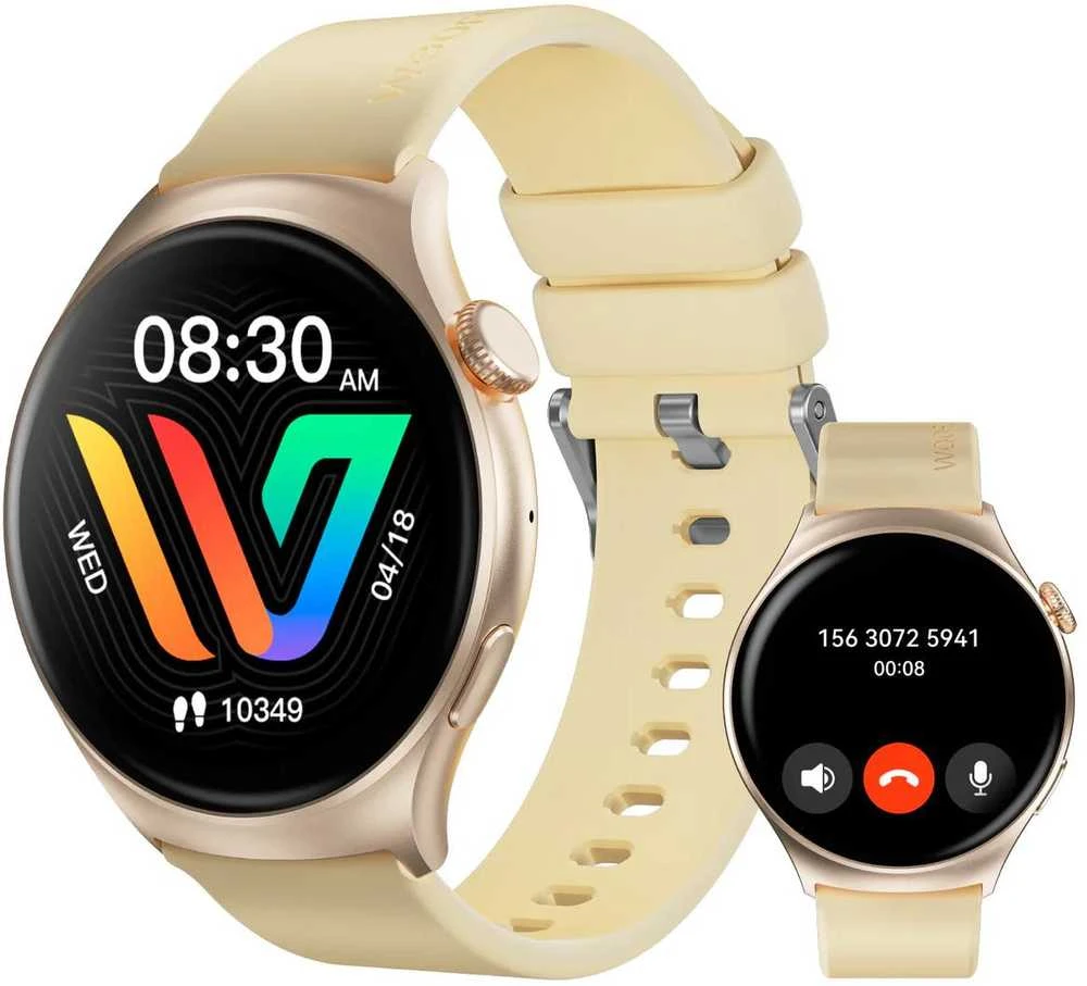 Weofly Curve Išmanusis laikrodis - Daugiafunkcis laikrodis su Bluetooth 5.3 Auksiniu