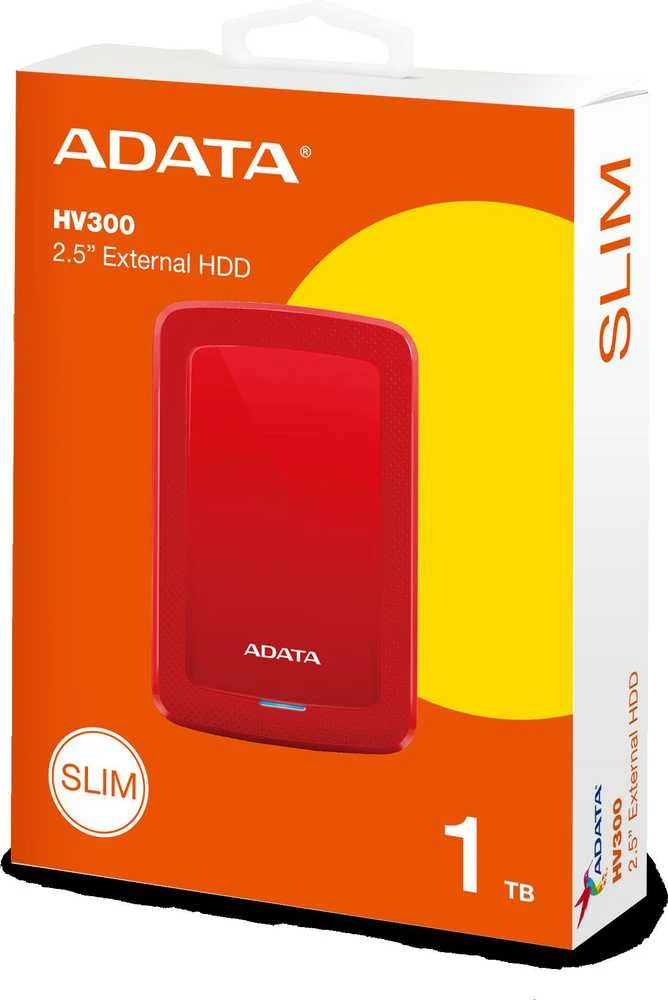 Kietasis išorinis diskas Adata HV300 1TB, 2.5", USB 3.1, Raudonas