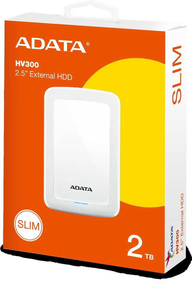 Kietasis išorinis diskas Adata HV300 2TB 2.5", USB 3.1, Baltas AHV300-2TU31-CWH