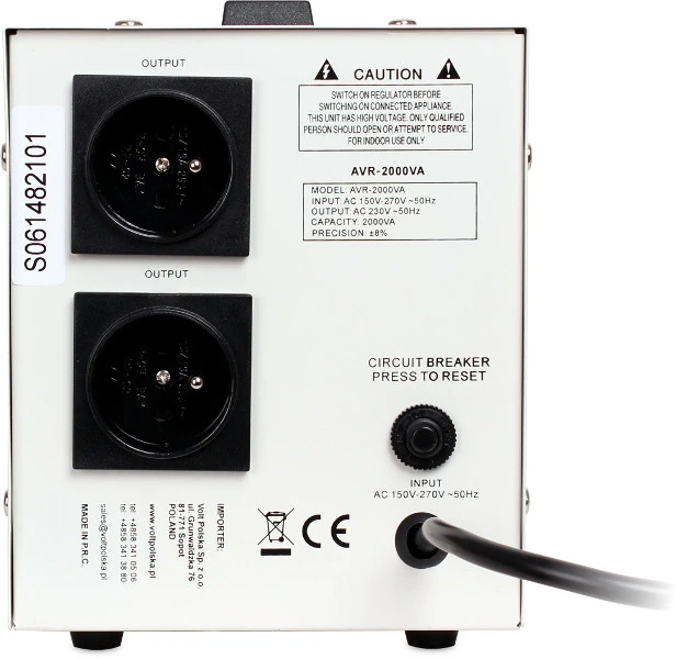 VLL VOLTAGE STABILIZER VOLT POLSKA AVR 2000