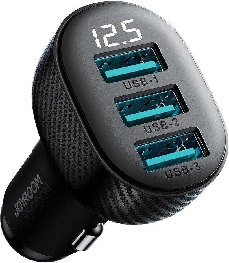 Automobilinis įkroviklis Joyroom JR-CCD03 3xUSB-A 17W juodas