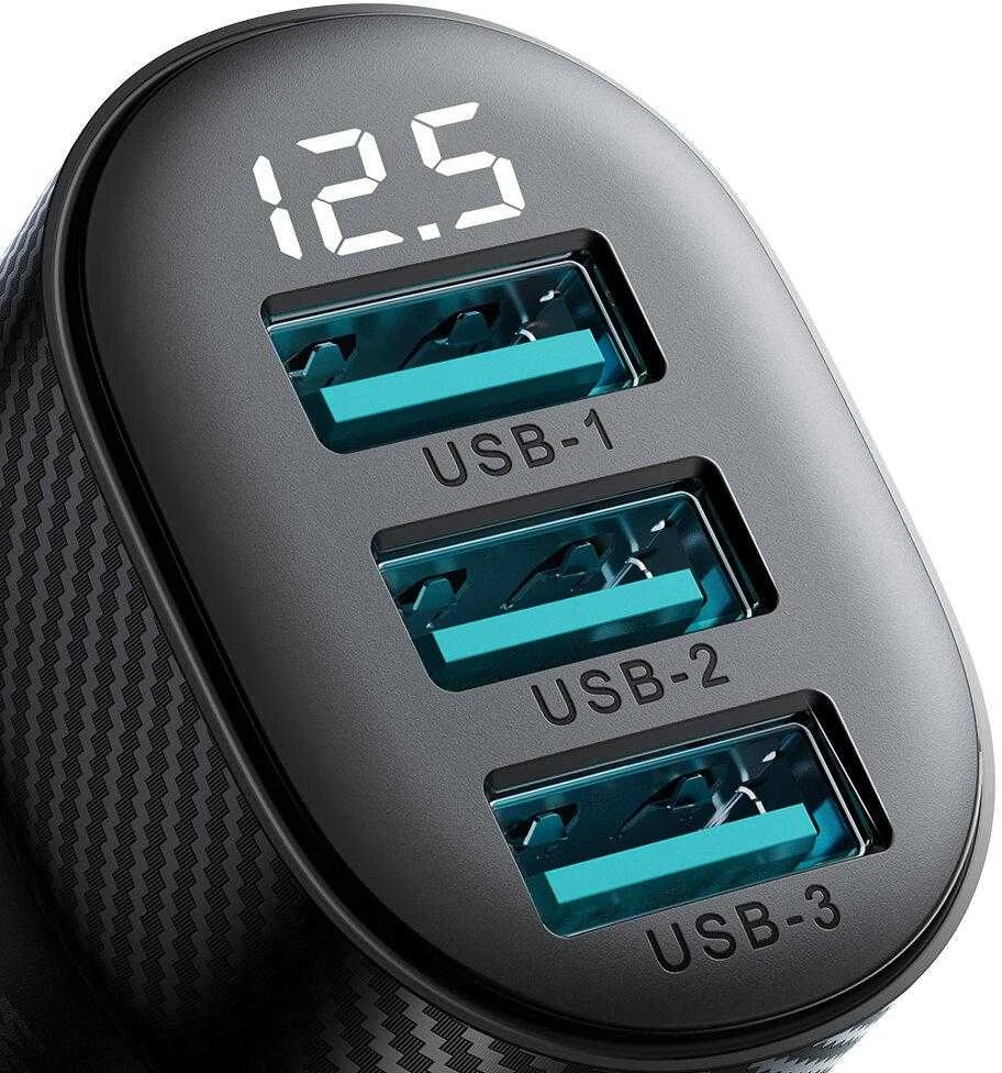 Automobilinis įkroviklis Joyroom JR-CCD03 3xUSB-A 17W juodas