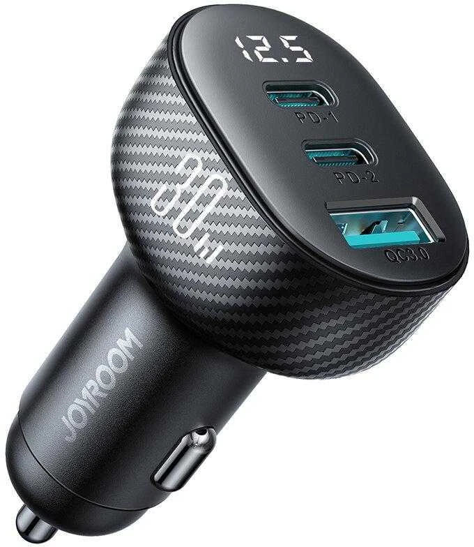 Automobilinis įkroviklis Joyroom JR-CCD04 2xUSB-C/USB-A 30W juodas
