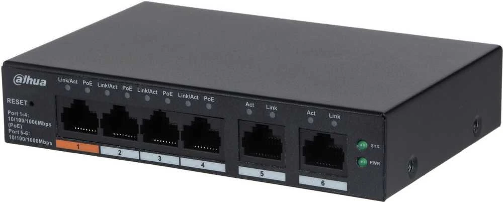 Šakotuvas SWITCH POE CS4006-4GT-60-V2 4 PRIEVADŲ DAHUA