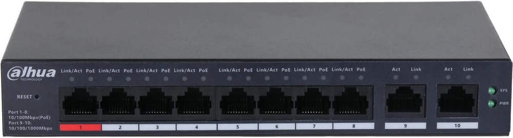 Šakotuvas SWITCH POE CS4010-8ET-110 8 PRIEVADŲ DAHUA
