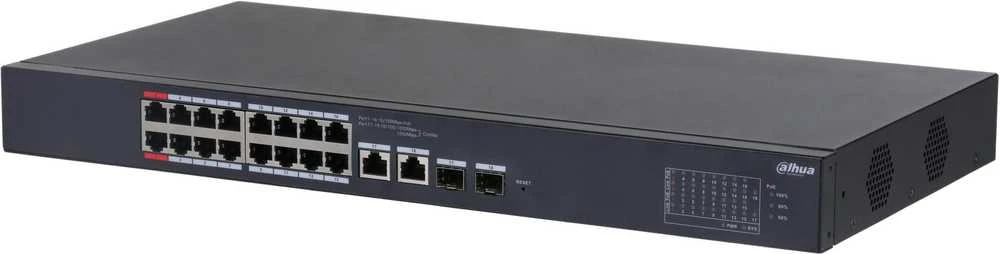 Šakotuvas Dahua Technology DH-CS4218-16ET-135 tinklo komutatorius Valdomas L2 Gigabit Ethernet (10/100/1000) Maitinimas per Eternetą (PoE) Juoda