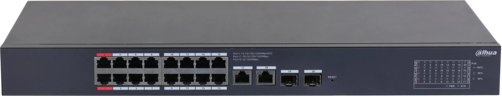 Šakotuvas Jungiklis POE CS4220-16GT-135 16 prievadų SFP DAHUA