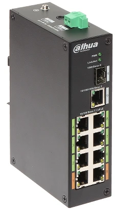 Dahua ePoE šakotuvas 100Mbps 8portu+1G uplink + 1SFP, ePoE iki 800m, Hi-PoE
