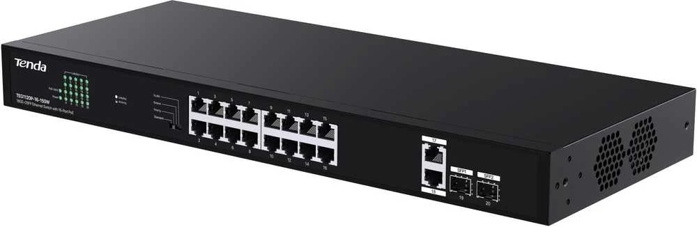 Šakotuvas Tenda TEG1120P-16-150W tinklo komutatorius Nevaldomas gigabito eternetas (10/100/1000) Maitinimas per eternetą (PoE)