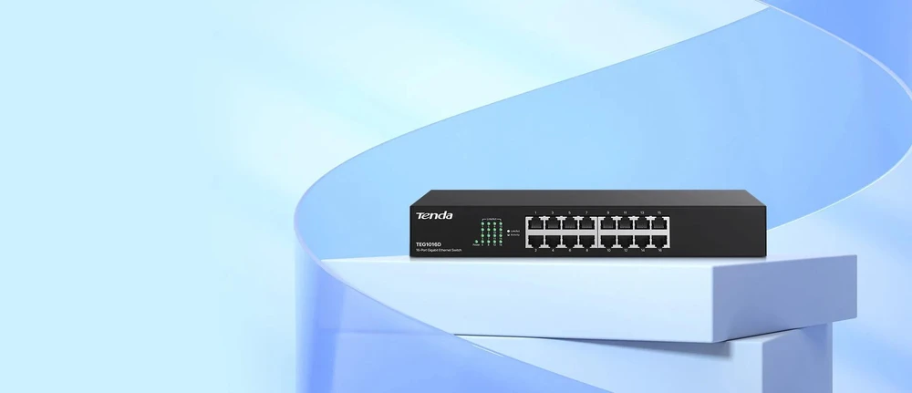Šakotuvas Tenda 16-port Gigabit Ethernet Switch Unmanaged Mėlyna