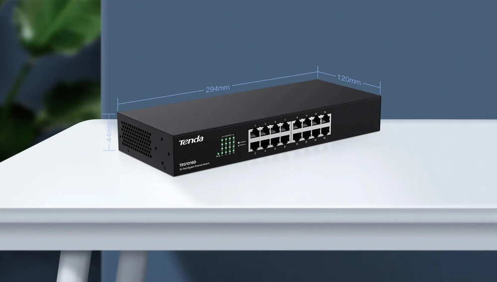 Šakotuvas Tenda 16-port Gigabit Ethernet Switch Unmanaged Mėlyna