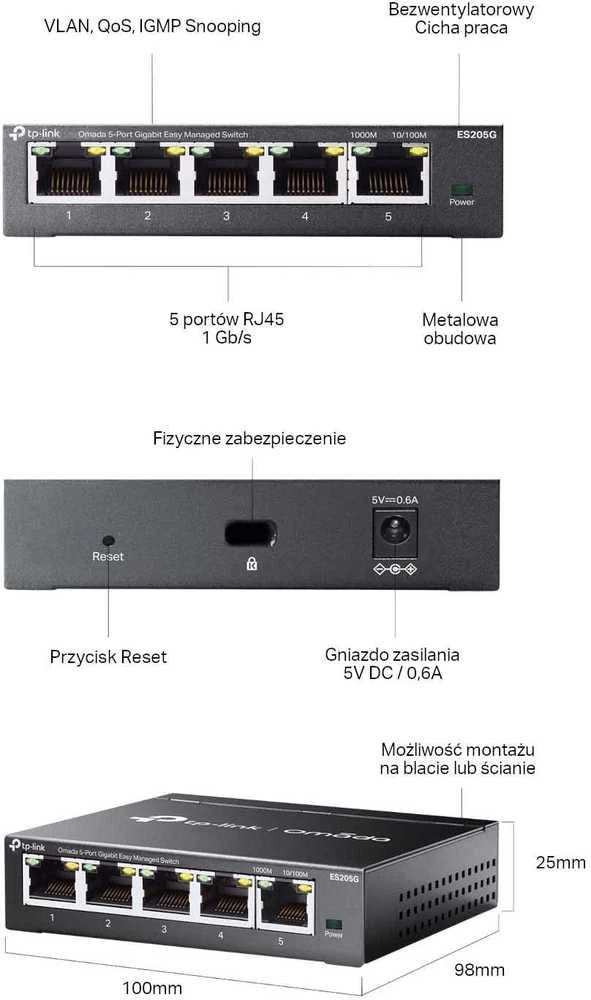 Šakotuvas Tp-link ES205G