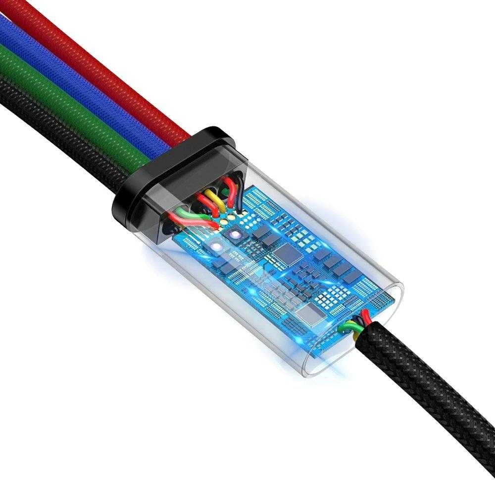 Baseus Fast USB kabelis 4in1 2xUSB-C / Lightning / Micro 3.5A 1.2m - Juodas