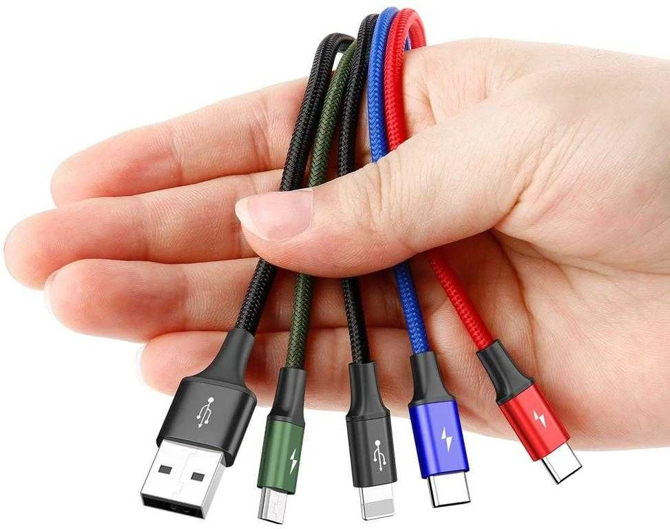 Baseus Fast USB kabelis 4in1 2xUSB-C / Lightning / Micro 3.5A 1.2m - Juodas