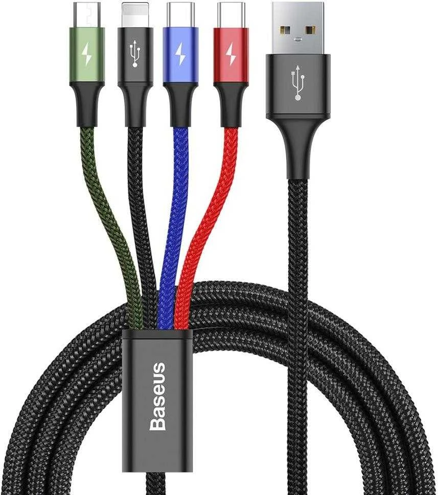 Baseus Fast USB kabelis 4in1 2xUSB-C / Lightning / Micro 3.5A 1.2m - Juodas