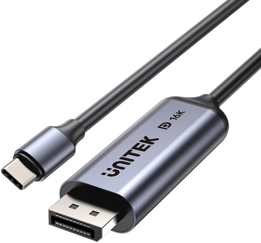Unitek dvikryptis kabelis USB-C - DisplayPort 16K | 80Gbps | HDR | 1,8 m