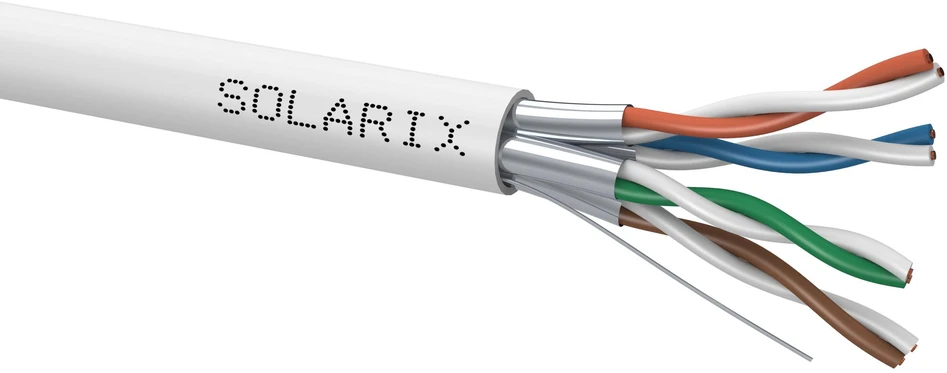 Montavimo kabelis Solarix CAT6A FFTP pilkas Dca s2 d2 a1 500m SXKD-6A-FFTP-LSOH