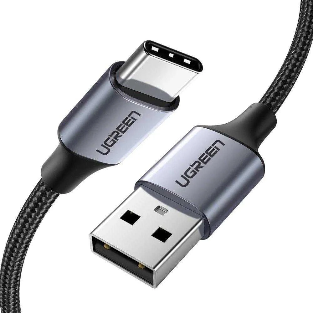 Nikeliuotas USB-C laidas QC3.0 UGREEN 2m su aliuminio kištuku - Juodas