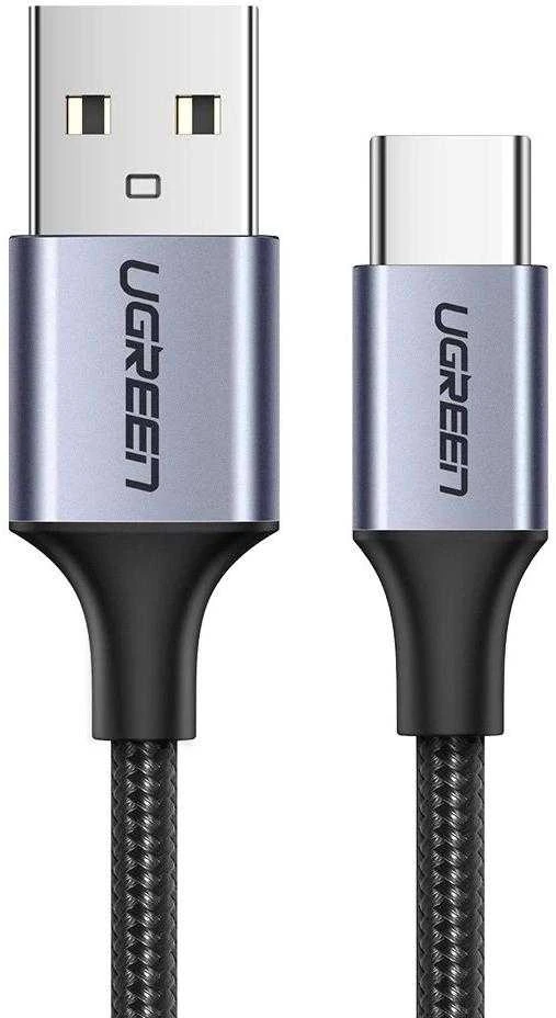 Nikeliuotas USB-C laidas QC3.0 UGREEN 2m su aliuminio kištuku - Juodas