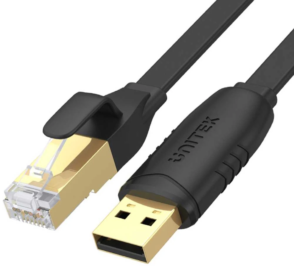 UNITEK Y-SP02001B USB 2.0 į RJ45 konsolės apverčiamas plokščias 1,8 m kabelis