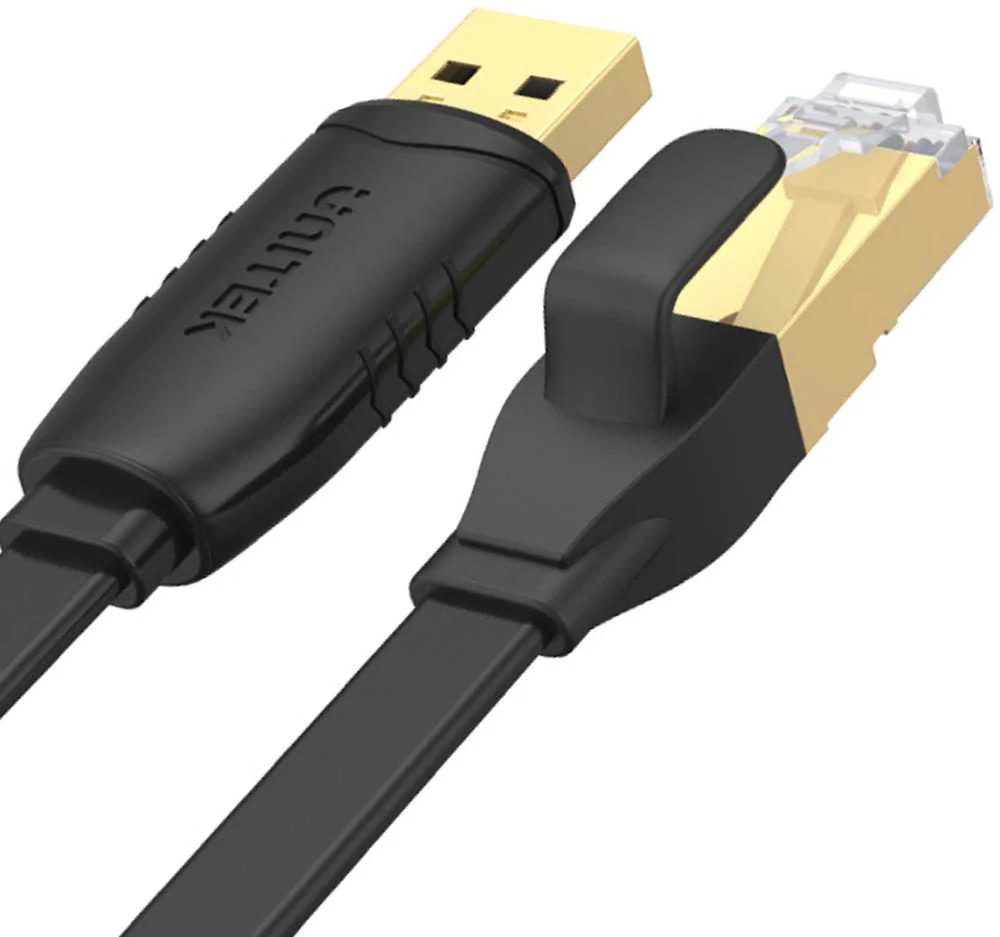 UNITEK Y-SP02001B USB 2.0 į RJ45 konsolės apverčiamas plokščias 1,8 m kabelis
