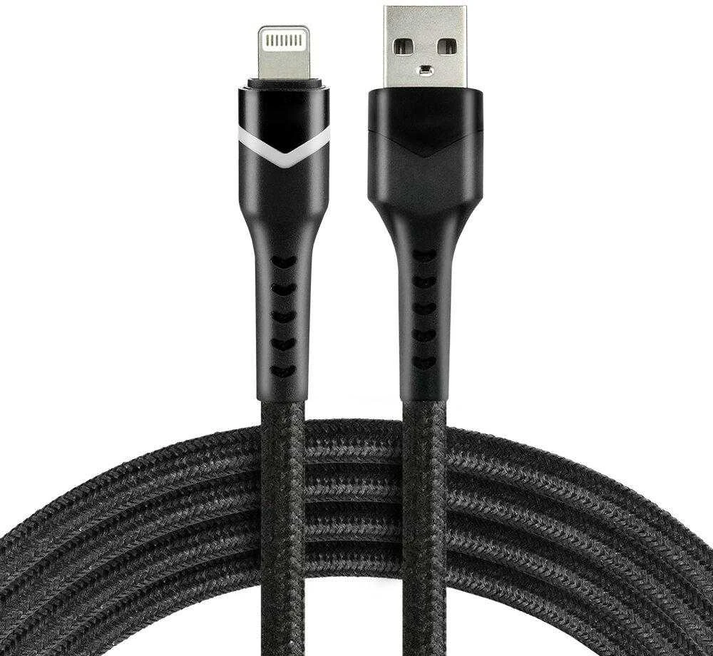 USB-A į Lightning kabelis su tekstiliniu apvalkalu