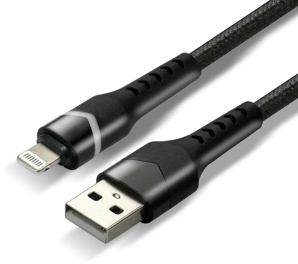 Apple Lightning laidas su sustiprintais juodais kištukais