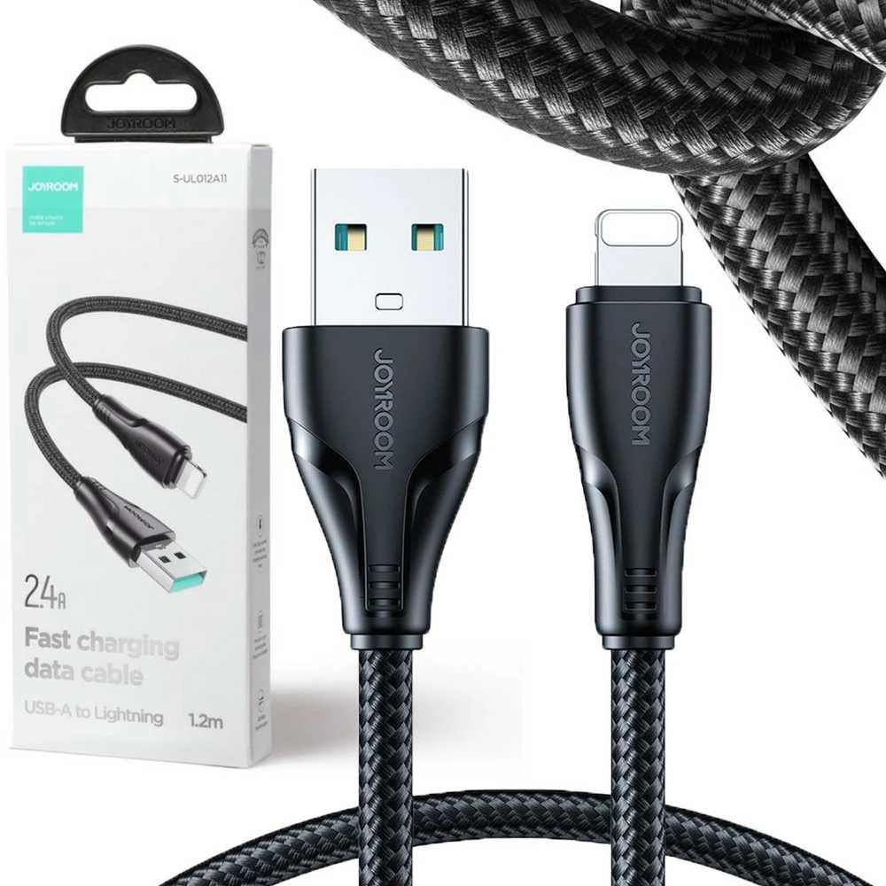 USB kabelis viršija / Lightning / 1.2 m Joyroom S-UL012A11 (juodas)