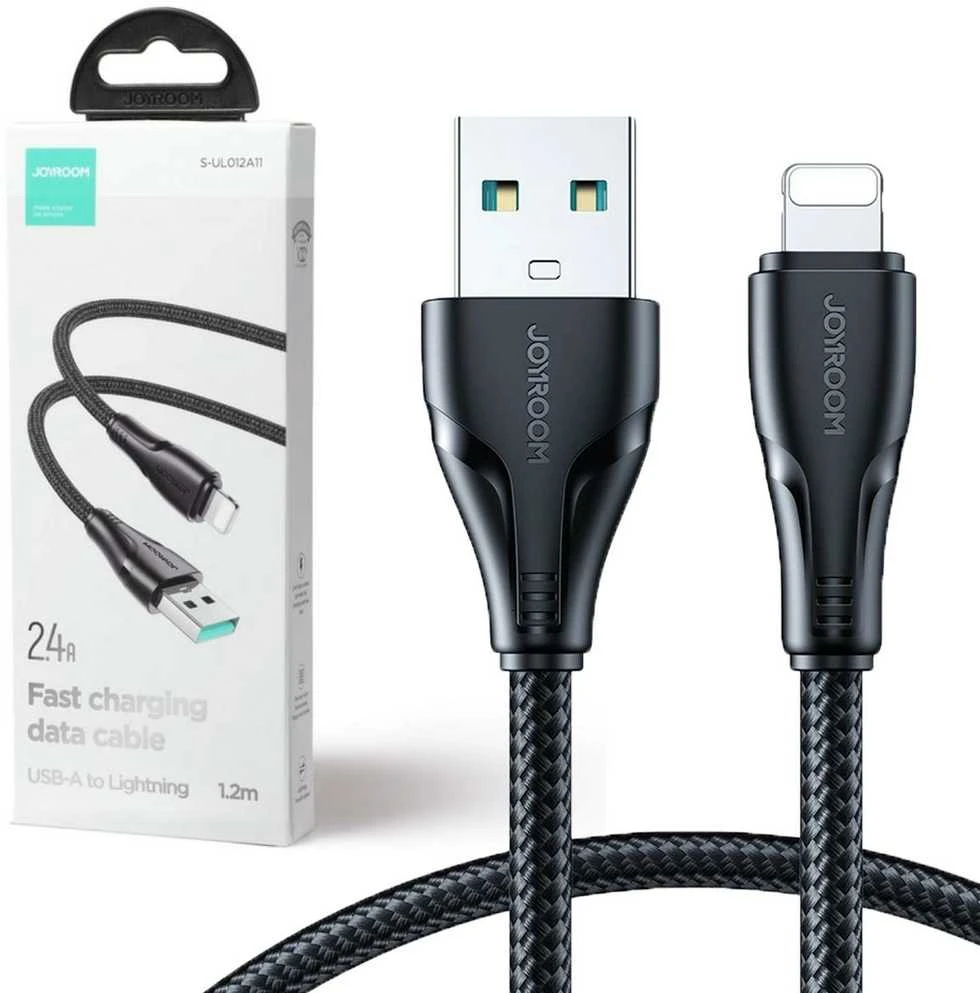 USB kabelis viršija / Lightning / 1.2 m Joyroom S-UL012A11 (juodas)