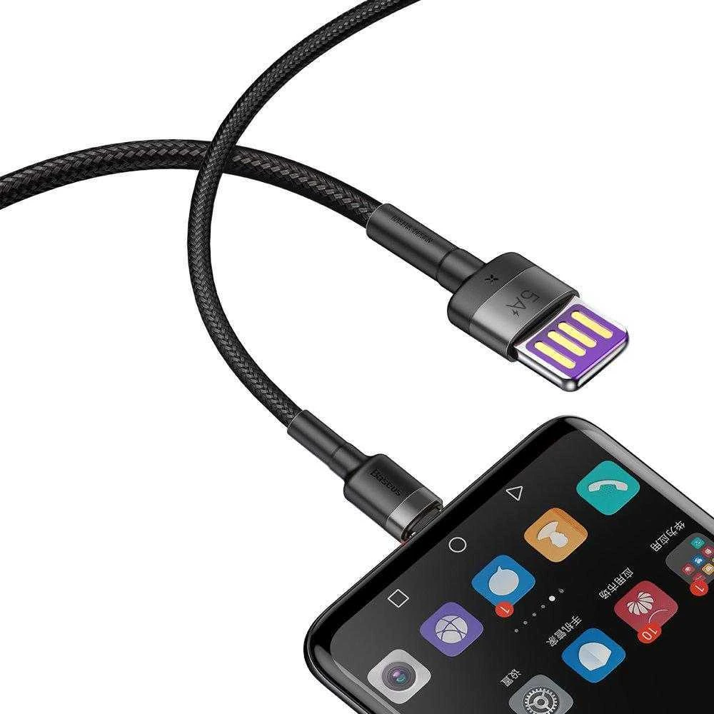 Baseus Cafule USB-C laidas Huawei SuperCharge QC 3.0 5A 1m - Juodas / Pilkas