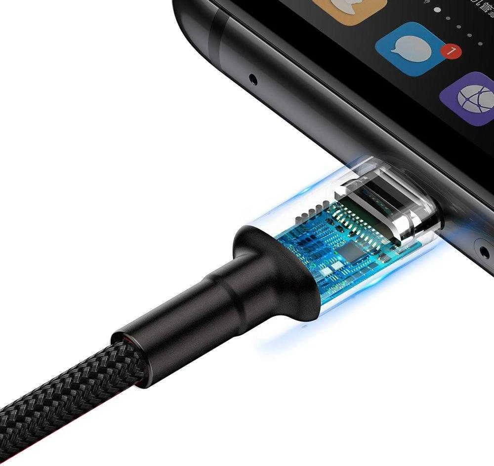 Baseus Cafule USB-C laidas Huawei SuperCharge QC 3.0 5A 1m - Juodas / Pilkas