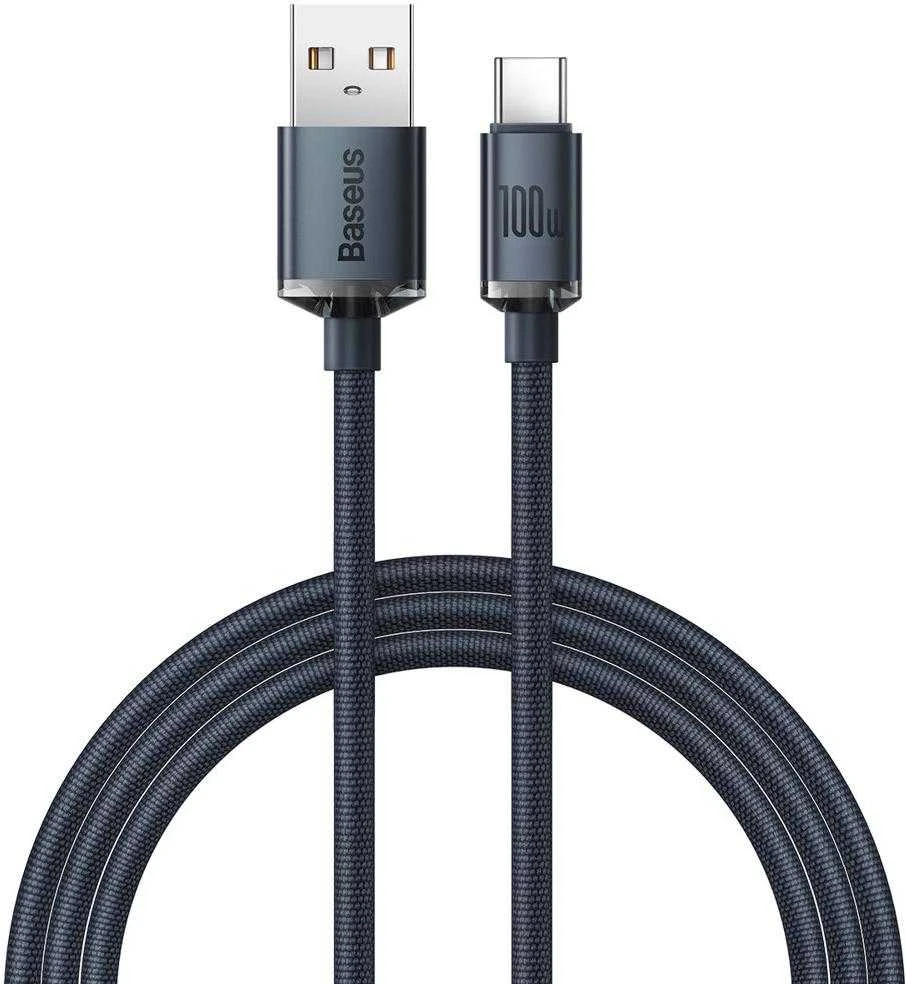 Baseus Crystal USB - USB-C laidas 100W 1.2m - Juodas