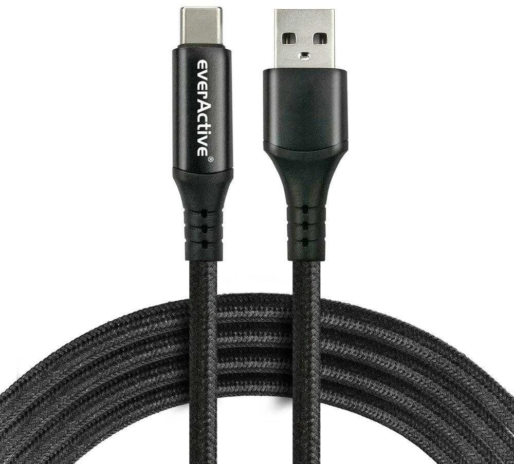 USB-A į USB-C everActive laidas su pintos tekstūros danga