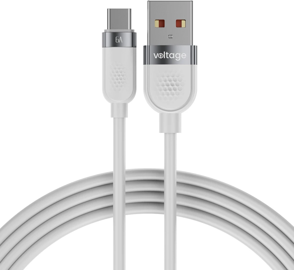 Kabelis USB-A / USB-C Voltage Silicone 66W PD 100cm balta