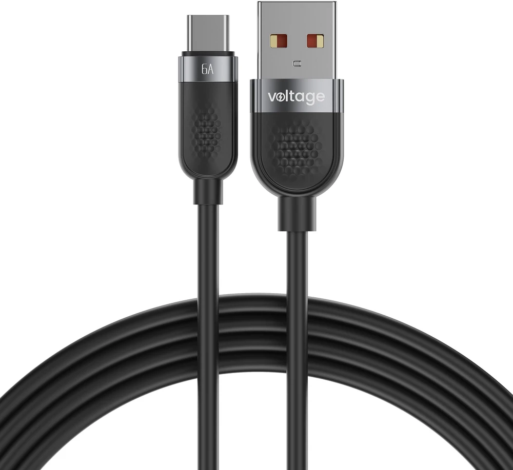 Kabelis USB-A / USB-C Voltage Silicone 66W PD 100cm juoda
