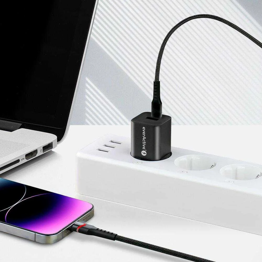 Usams USB-C / Lightning kabelis Apple iPhone LED RGB everActive CBB-1CIR 100cm PD 27W