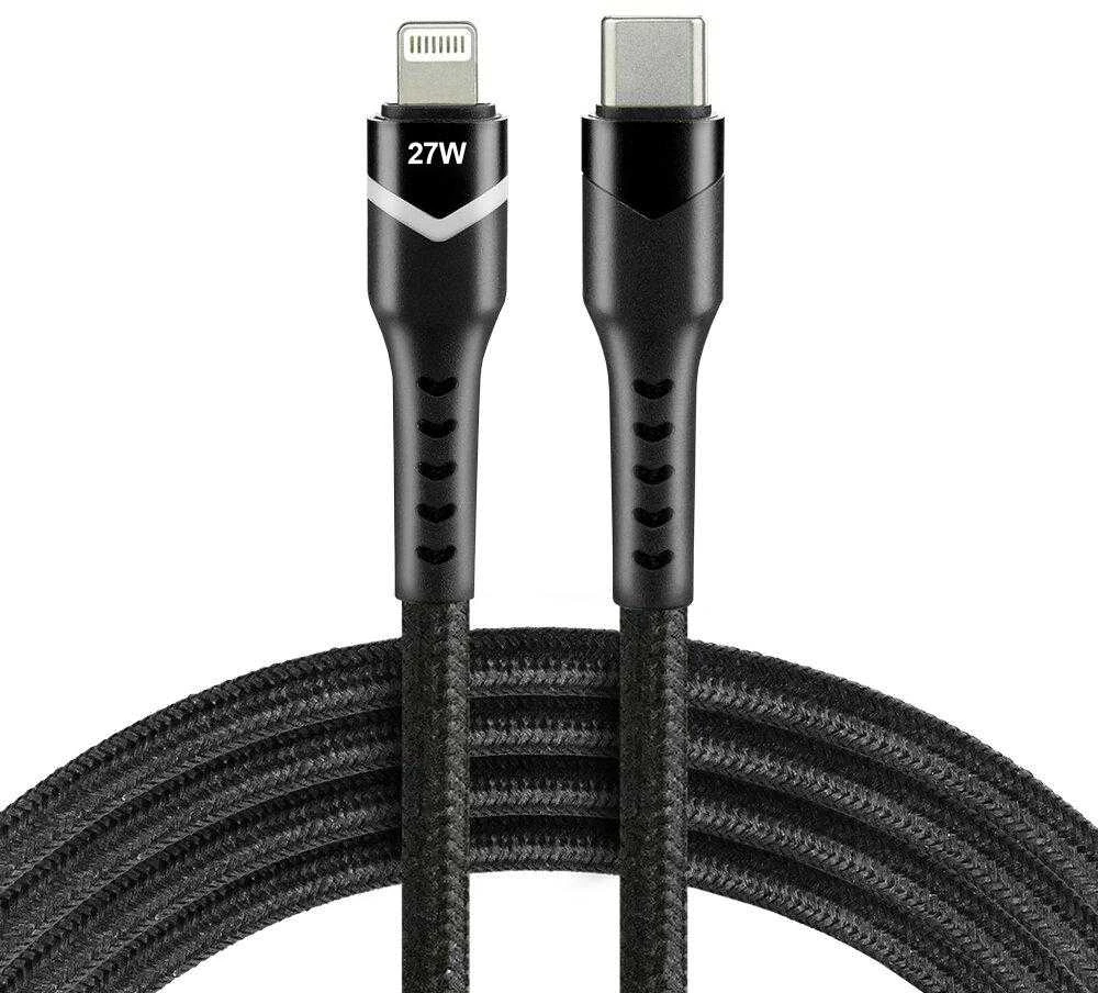 Usams USB-C / Lightning kabelis Apple iPhone LED RGB everActive CBB-1CIR 100cm PD 27W