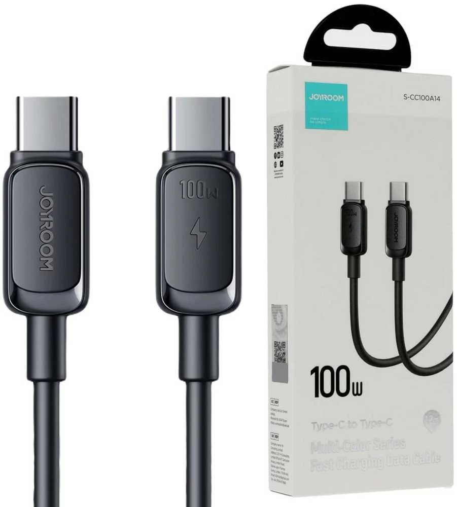 Joyroom Multi-Color Series A14 USB-C / USB-C 60W kabelis 1.2m – juodos spalvos