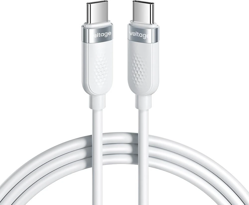 Kabelis USB-C / USB-C Voltage Silicone 100W PD 100cm balta