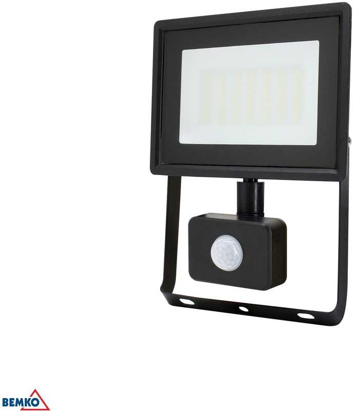 Kafler 30W LED prožektorius KASTEL, juodas, 4000K, IP65, su judesio davikliu