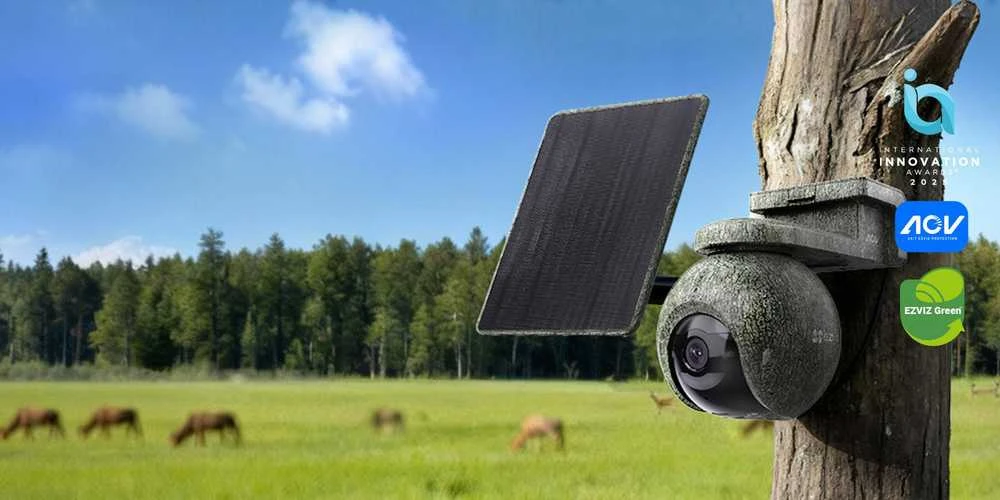 Akumuliatorinė valdoma lauko kamera EZVIZ CS-EB8/SP Ranger, su saulės panele