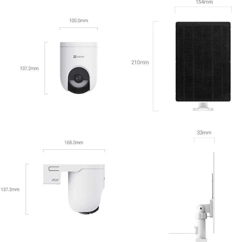 EZVIZ CS-HB8c lauko akumuliatorinė valdoma kamera su saulės panelės komplektu (Type-C, 4 MP, 4 mm)