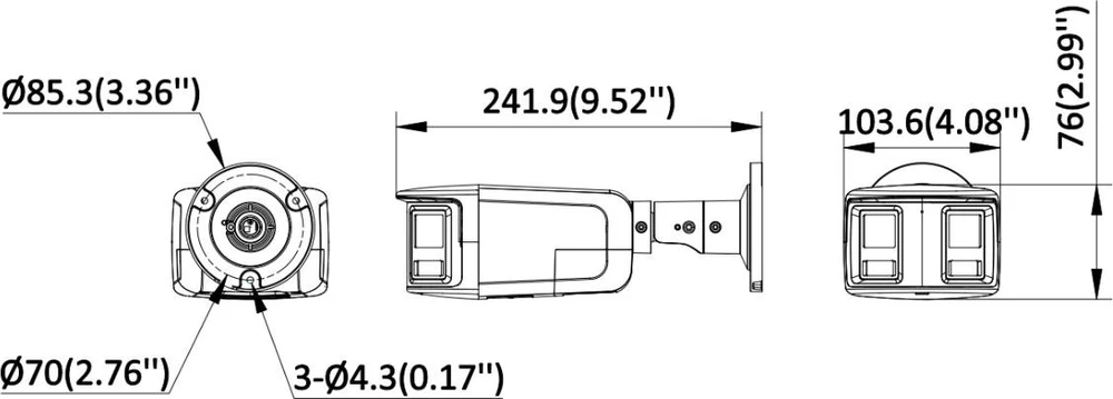 HIKVISION kamera DS-2CD2T43G2P-LISU/SL(180°)(O-STD)
